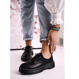 Ženske klasične cipele Oxfords na crnoj platformi S.Barski HX62 crna 2