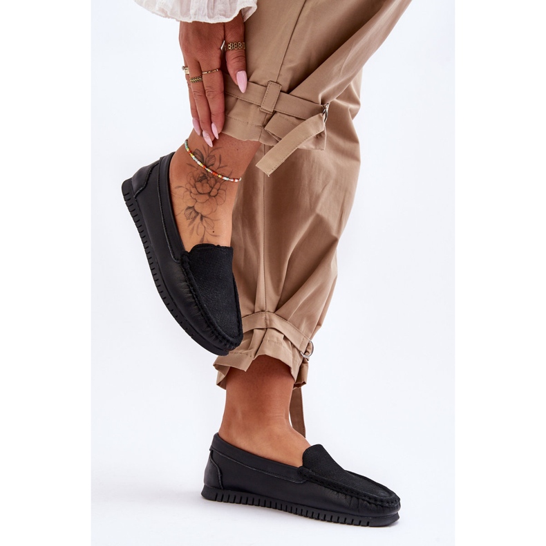 Ženske klasične kožne mokasine S.Barski LR97630 Crne crna 1