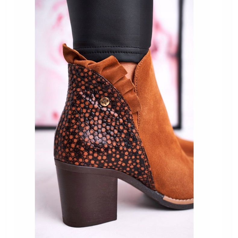 Ženske kožne čizme na visoku petu Maciejka Red 04833 smeđa 1