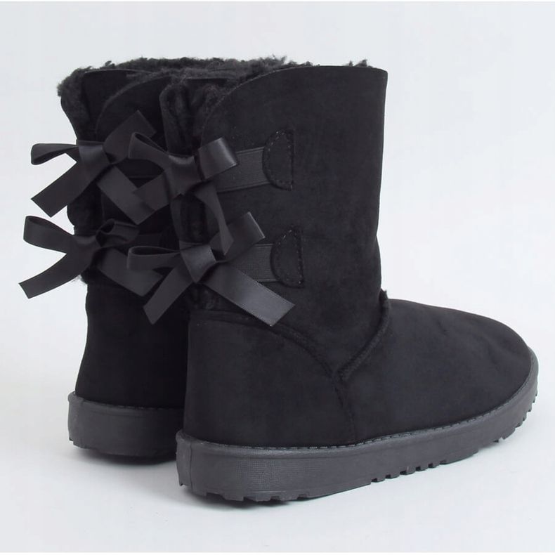 Čizme za snijeg s crnim mašnicama B195-1 Crna crno 1