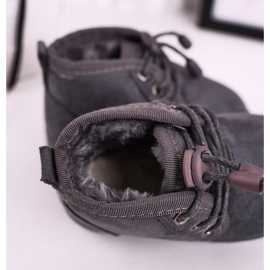 Dječje čizme na čipku na snijeg zagrijane krznom Sivi lovac siva 1