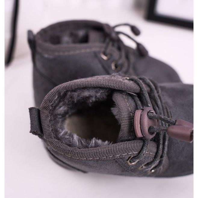 Dječje čizme na čipku na snijeg zagrijane krznom Sivi lovac siva 1