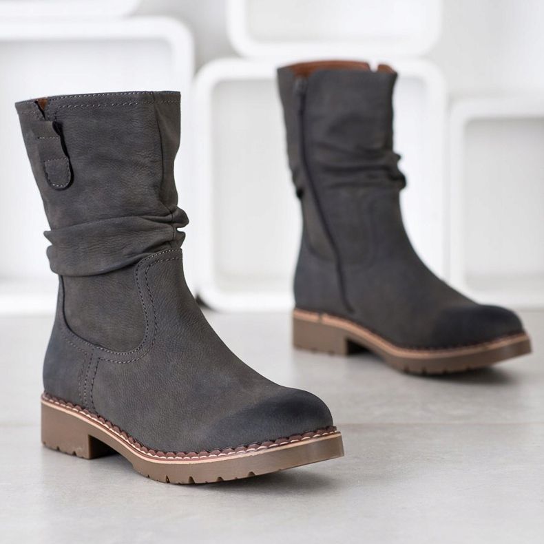 Super Mode Čizme s naboranim gornjim dijelovima siva 1