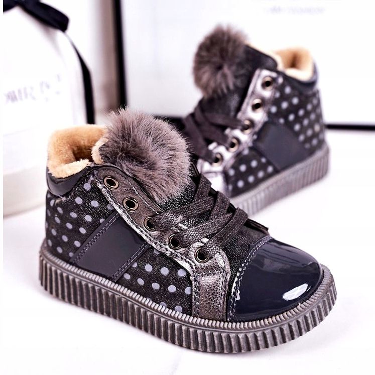 Linshi Dječje tenisice s toplim čizmama u točkicama siva Anastasia srebro 2