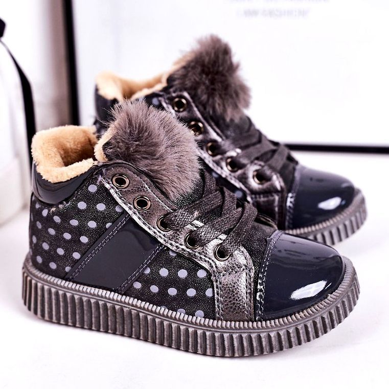 Linshi Dječje tenisice s toplim čizmama u točkicama siva Anastasia srebro 1