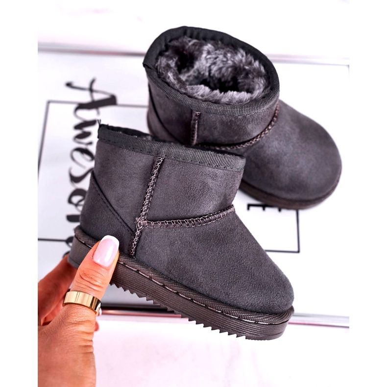 Tople dječje snježne čizme za mlade Grey Gooby siva 3