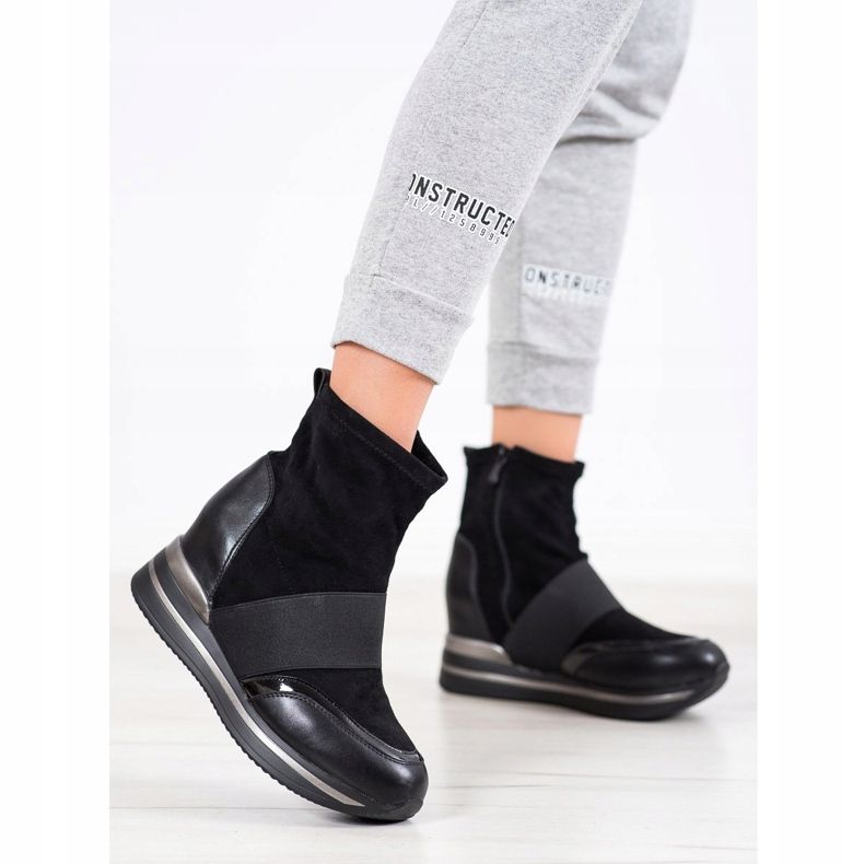 SHELOVET Modne čizme na klin crna 2