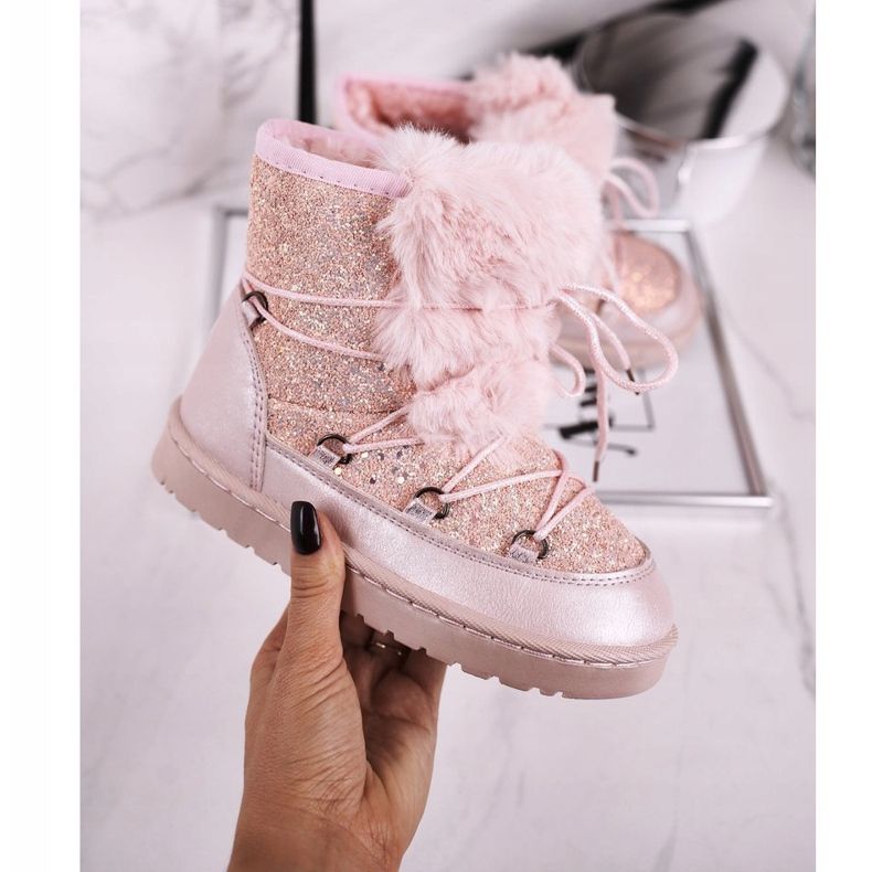 FRROCK Dječje čizme za snijeg s krznom Pink Minnie Mouse ružičasta srebro 2