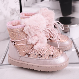 FRROCK Dječje čizme za snijeg s krznom Pink Minnie Mouse ružičasta srebro 1