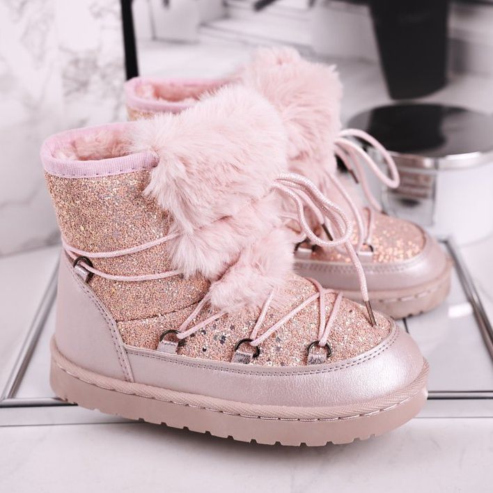 FRROCK Dječje čizme za snijeg s krznom Pink Minnie Mouse ružičasta srebro 1