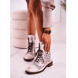 Nicole Ženske bijele ažurne kožne čizme Abigail bijela 2