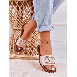 Nicole Ženske klasične kožne papuče Bež Evie ružičasta 1