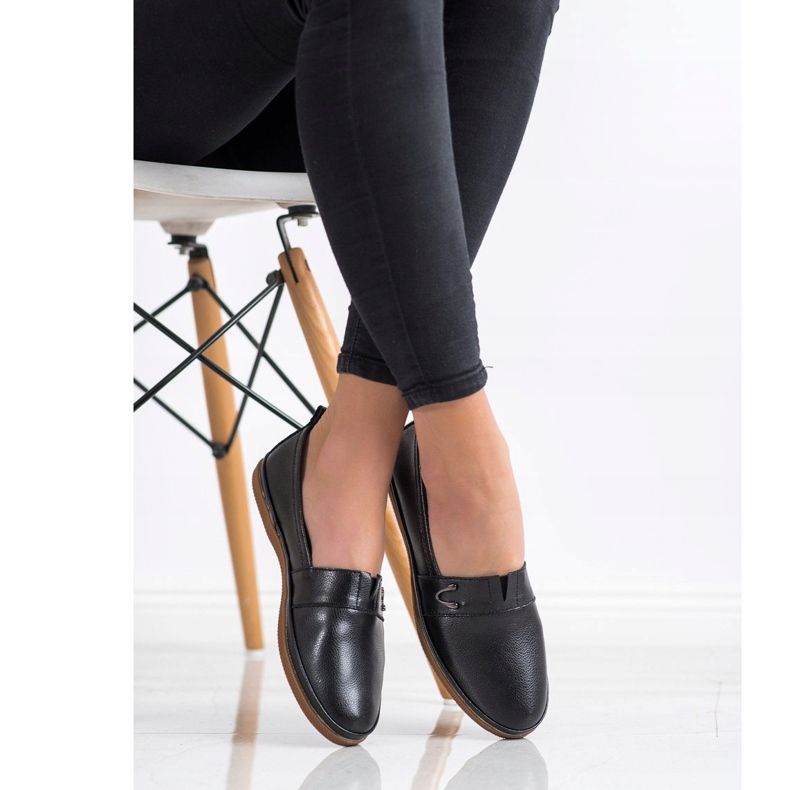 VINCEZA kožni papuče crna 2