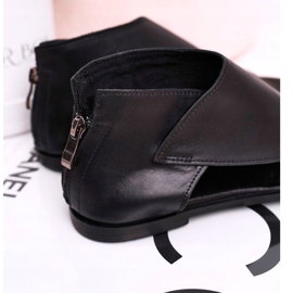 Nicole Ženske ravne kožne sandale Crna Natalie 1