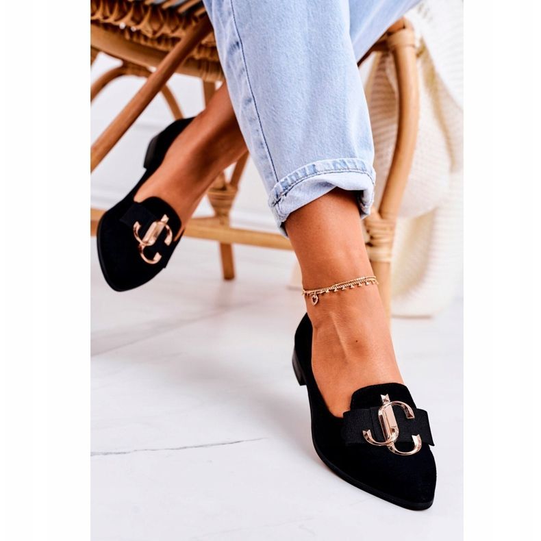 Nicole Ženske mokasine od antilopa Crne Mary-Jane balerinke crno 1