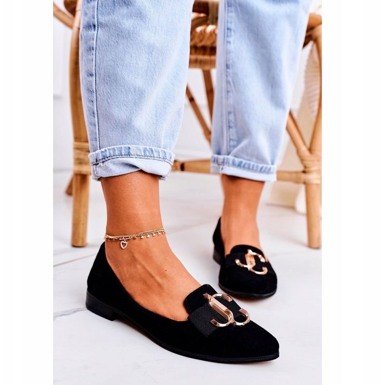 Nicole Ženske mokasine od antilopa Crne Mary-Jane balerinke crno 2