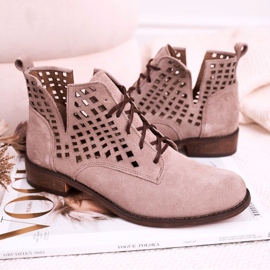 Nicole Ženske otvorene čizme od antilopa Cappuccino Susannah smeđa 2