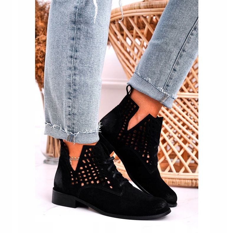 Nicole Ženske ažurne antilop crne Susannah čizme crno 2