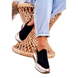 Nicole Ženske kožne tenisice na klin Crne zlatne Frances crno 1