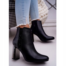 Ženske čizme na srebrnom stupu Black Peve crna 2