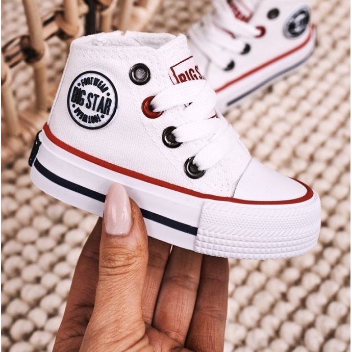 Dječje visoke tenisice s patentnim zatvaračem Big Star HH374083 Bijele bijela bijela 2