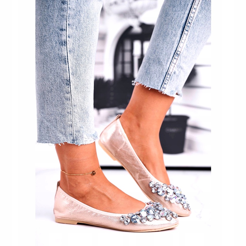 SEA Ženske balerine sa zlatnim kristalima 4