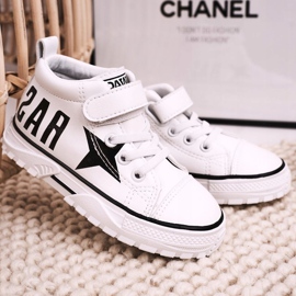 Apawwa Dječje visoke tenisice s čičak bijelim iskričavim bijela 2