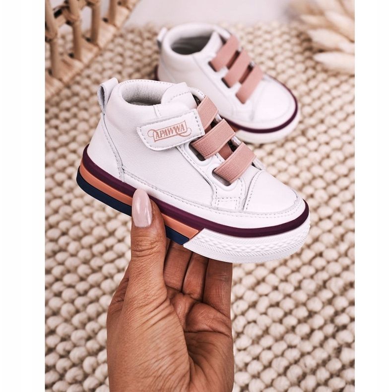 Apawwa Dječje tenisice s visokim vrhom bijele i ružičaste boje Baxter ['bijelo', 'ružičasto'] bijela 2
