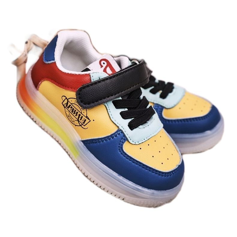 Apawwa Dječje sportske cipele s višebojnim skuterom s LED svjetlom plava žuta boja 1