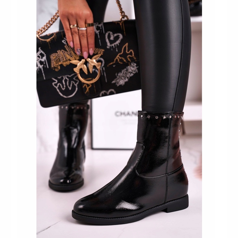 J.STAR But Ženske crne tople lakirane čizme s mlaznicama, izvedba crna 2