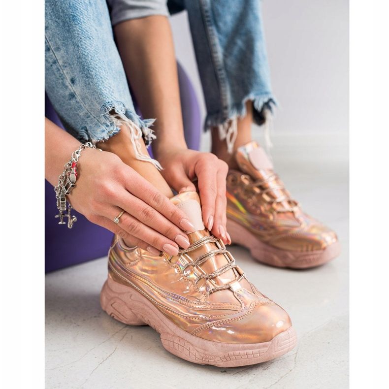 Ideal Shoes Tenisice s Holo efektom ružičasta 2