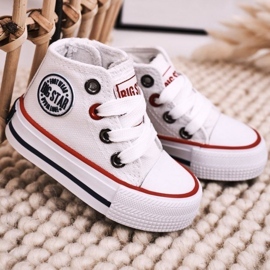 Dječje visoke tenisice s patentnim zatvaračem Big Star HH374083 Bijele bijela bijela 1