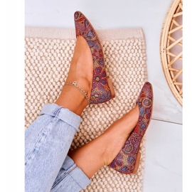 Ženska koža Maciejka balerinke crvene s cvijećem 04100-38 raznobojna 2