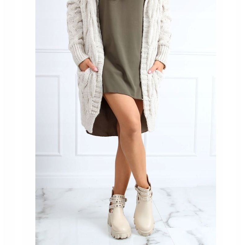 Čizme izrezane s klinovima bež NC1127 Bež 2