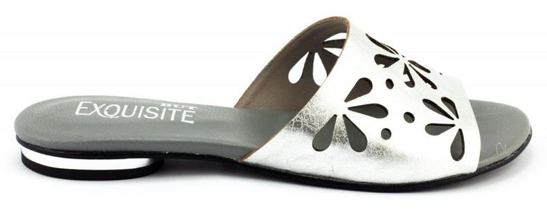 Exousite Ženske ažurne papuče 1072 srebrne srebro 1