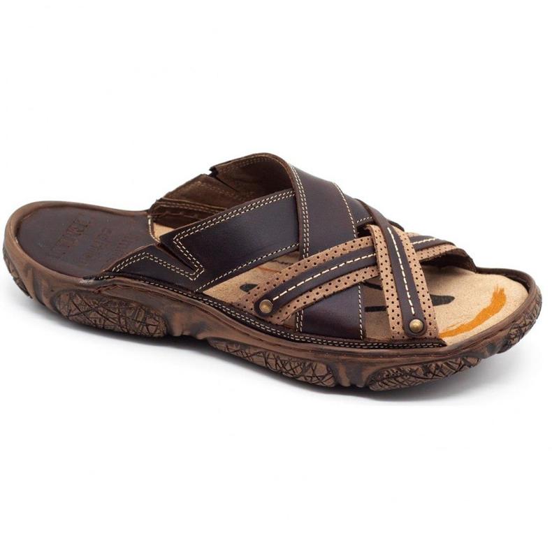 Lemar Muške kožne papuče 1654 smeđe smeđa 1