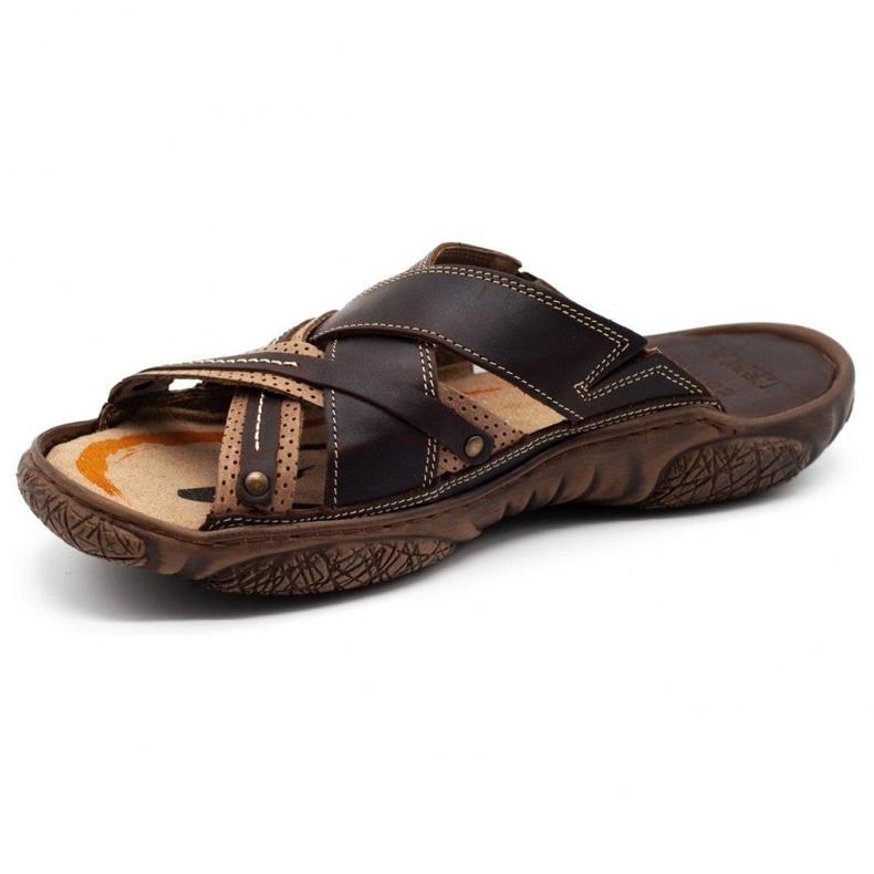 Lemar Muške kožne papuče 1654 smeđe smeđa 2