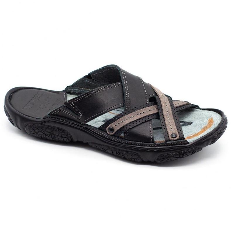 Lemar Muške kožne papuče 1654 crne boje crna 1