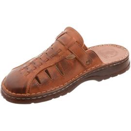 ŁUKPOL Muške kožne papuče 801 smeđe smeđa 2