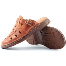 ŁUKPOL Muške kožne papuče umetak od jastuka smeđe boje 806 smeđa 1