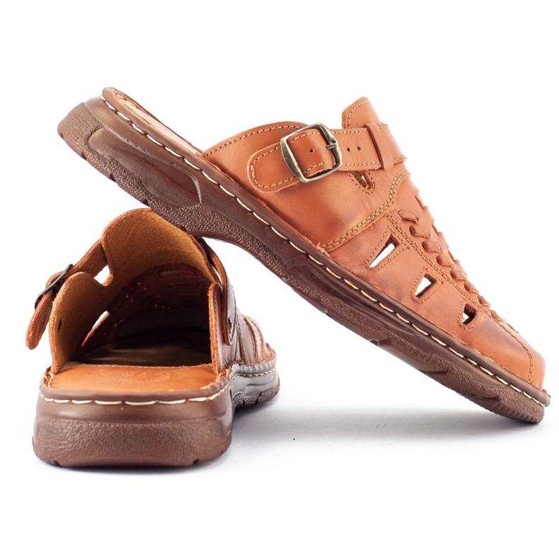 ŁUKPOL Muške kožne papuče umetak od jastuka smeđe boje 806 smeđa 2