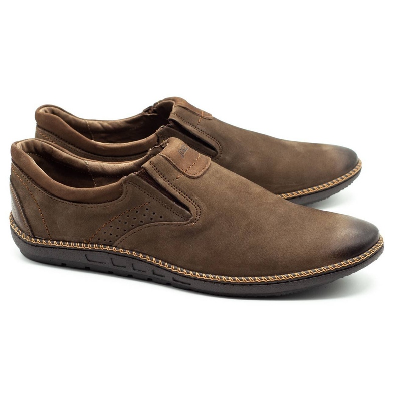 Joker Muške cipele, kožne mokasine 937 maslina smeđa 1