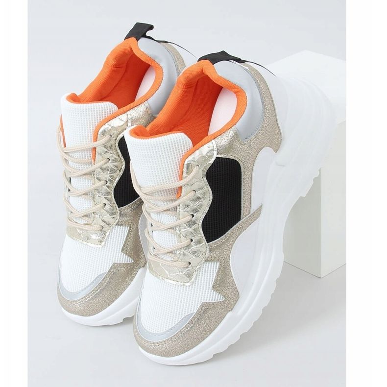 Bijele i zlatne sportske cipele na klin 3171 Gold bijela zlatna 1