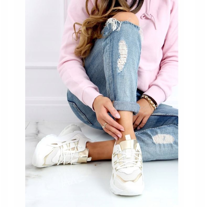 Ženske sportske cipele bež B0-551 BEIGE / GOLD 1