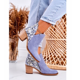 Ženske kožne čizme na visoku petu Maciejka Svijetloplava 04492 2