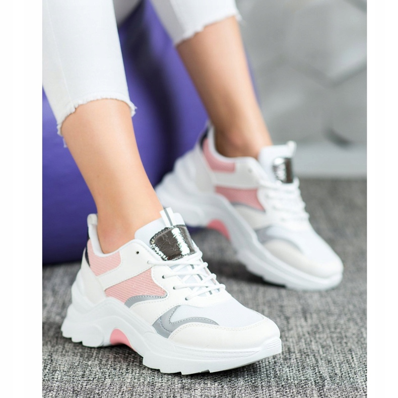 SHELOVET Elegantne Merlin tenisice bijela ružičasta srebro 1