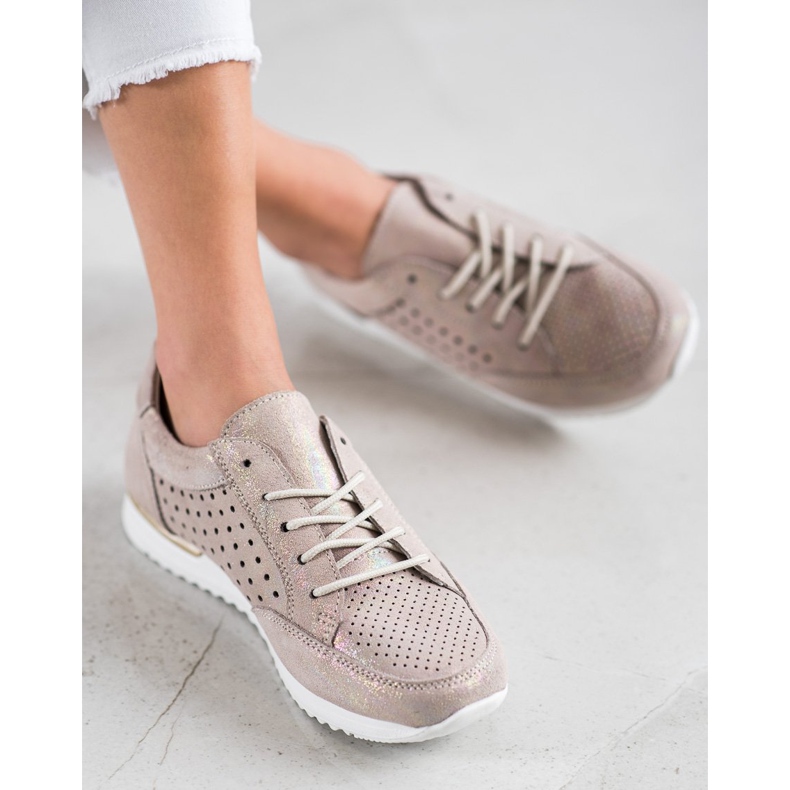 Kylie Ažurne kožne cipele bež zlatna 1