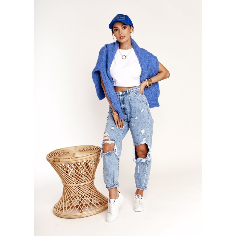 Ženske kožne tenisice Big Star BB274211 bijele i tamnoplave bijela 1