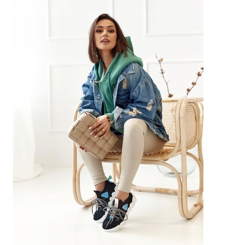 PS1 Ženske sportske čarape Crna moda Pionir crno plava 1