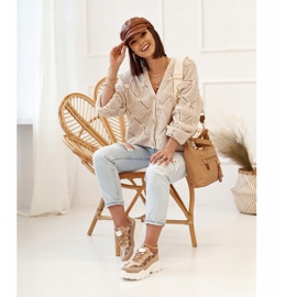 Ženske tenisice na masivnoj potplati Khaki sanjarki bež smeđa zlatni 2